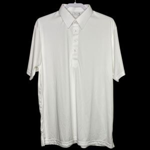 Collars & Co Polo Shirt Men L Relaxed Fit White Golf Preppy Stretch Dress Collar